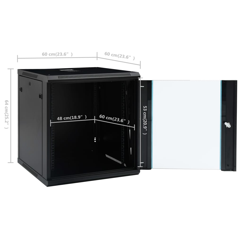 12U fali hálózati szekrény 19" IP20 600 x 600 x 640 mm