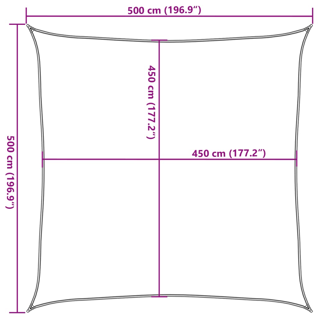 bézs HDPE napvitorla 160 g/m² 5 x 5 m