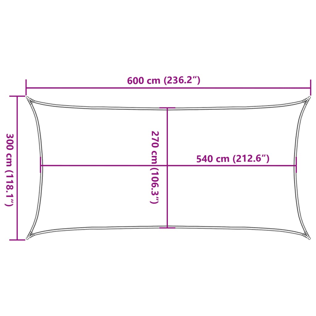 bézs HDPE napvitorla 160 g/m² 3 x 6 m