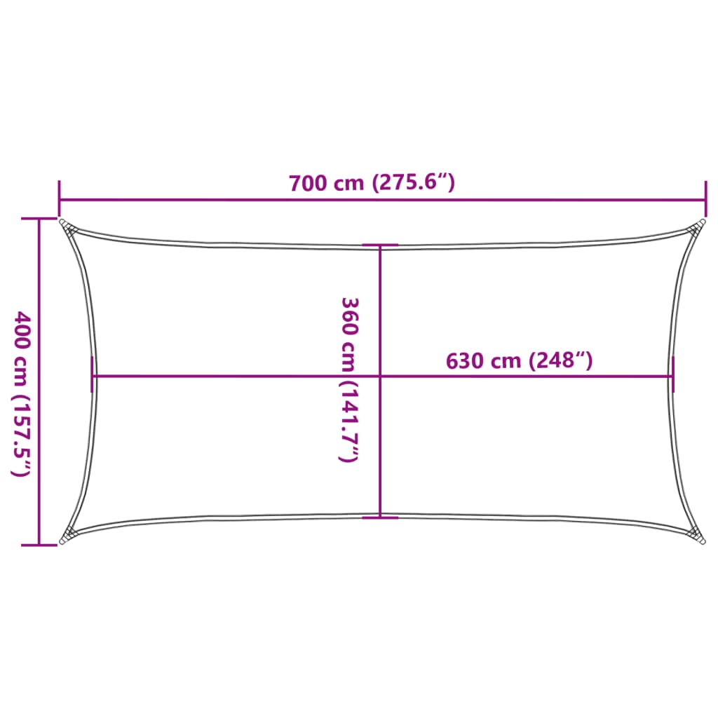 bézs HDPE napvitorla 160 g/m² 4 x 7 m