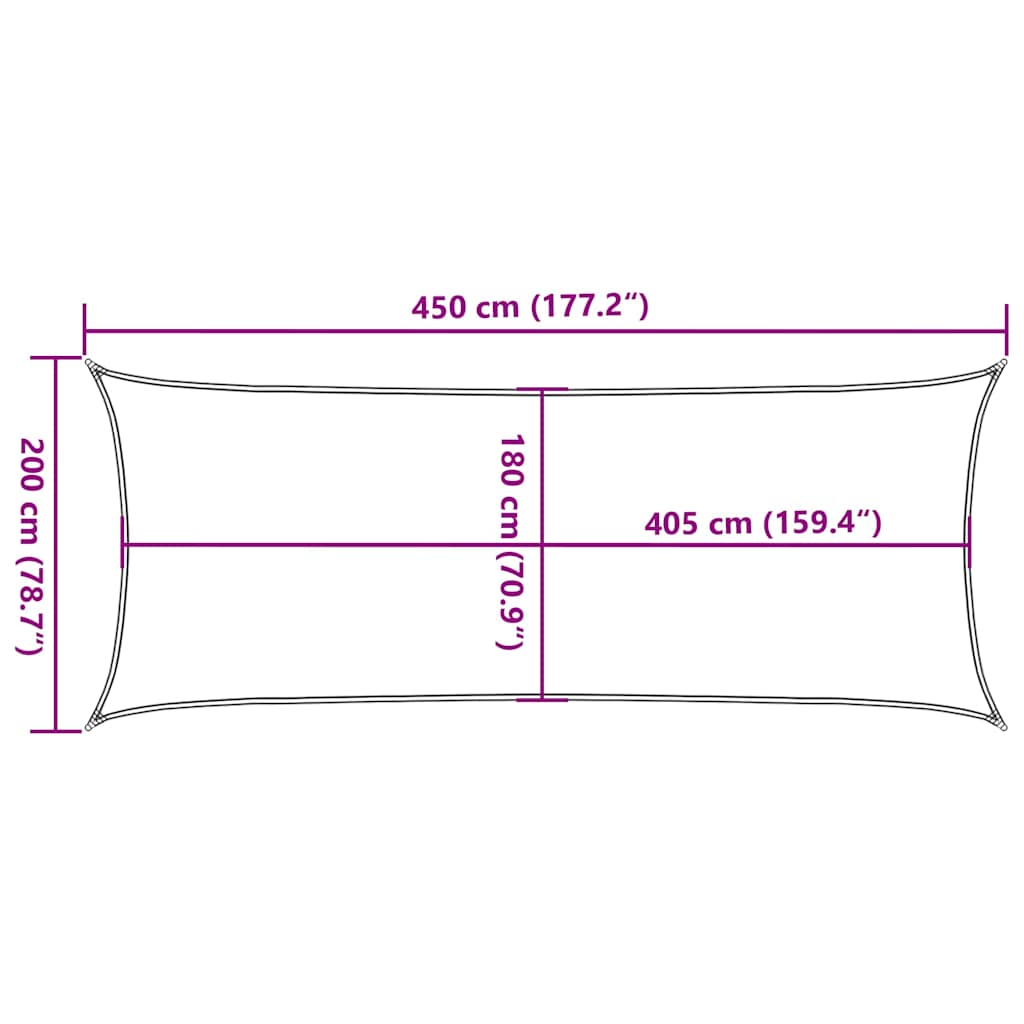 fehér HDPE napvitorla 160 g/m² 2 x 4,5 m