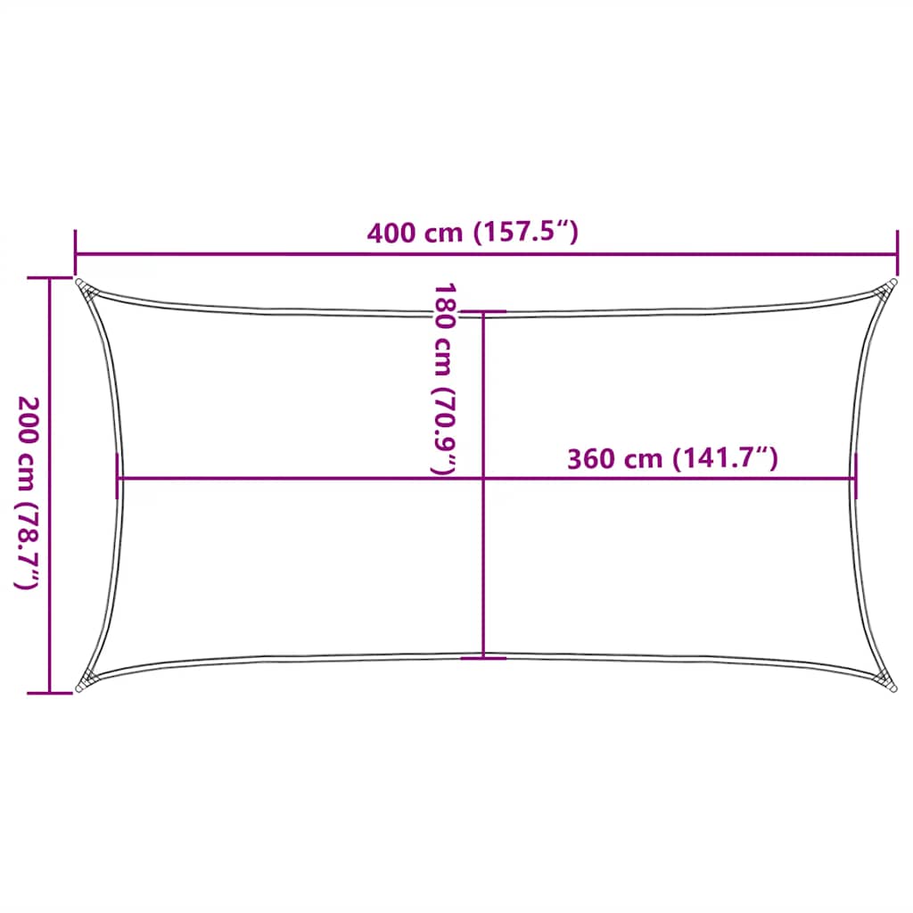 tópszínű HDPE napvitorla 160 g/m² 2 x 4 m