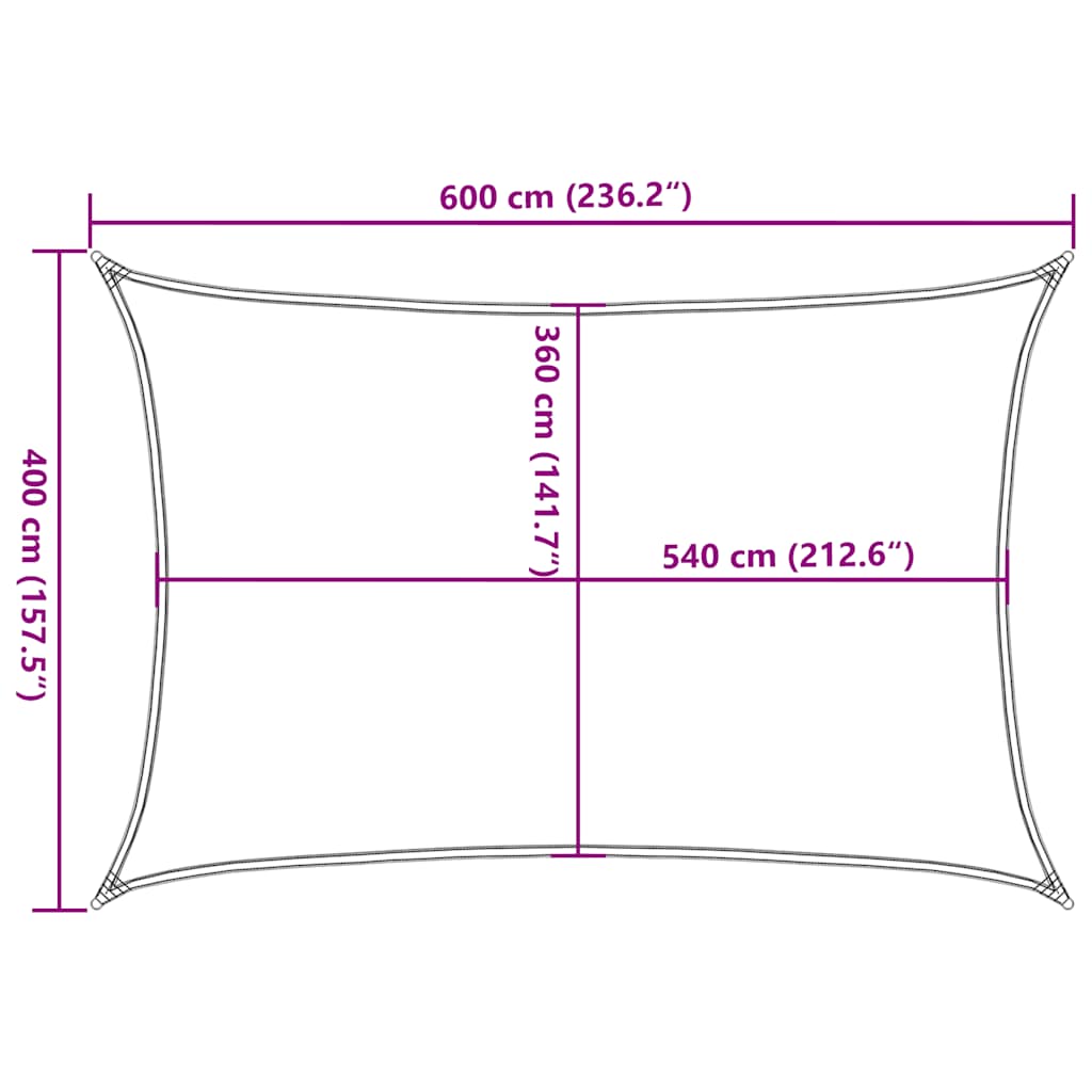 tópszínű HDPE napvitorla 160 g/m² 4 x 6 m