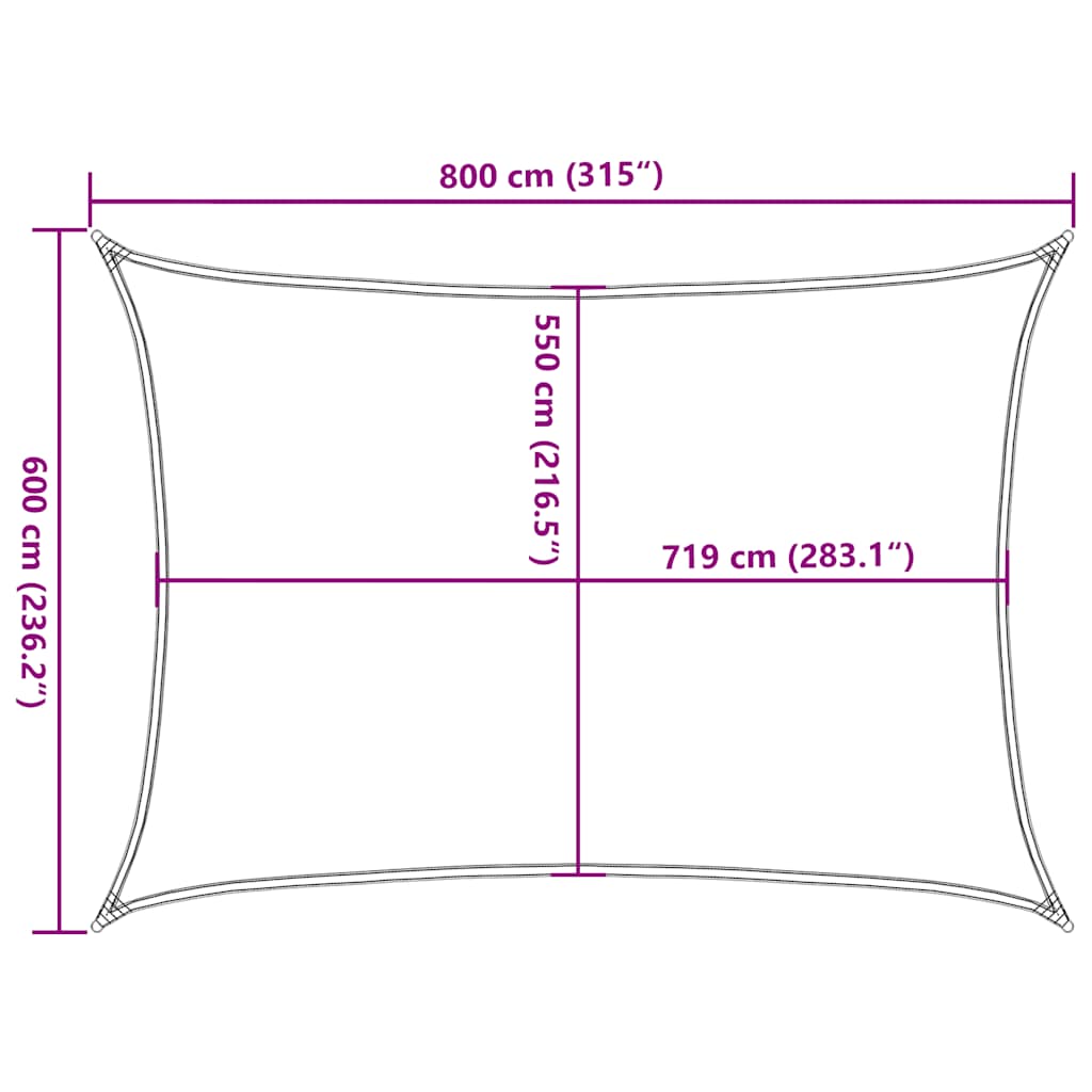 napellenző vitorla 160 g/m² bézs 6 x 8 m HDPE