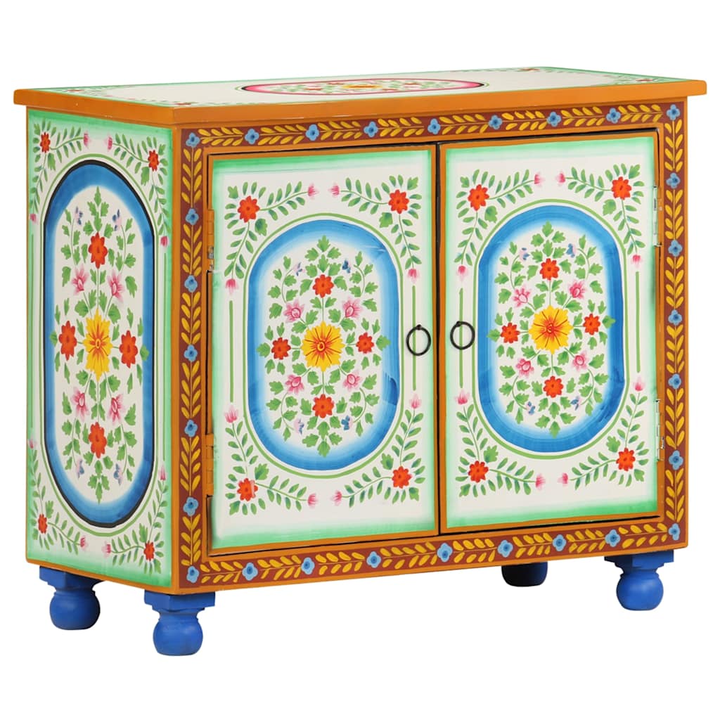 kézzel festett tömör mangófa tálalószekrény 70 x 35 x 60 cm