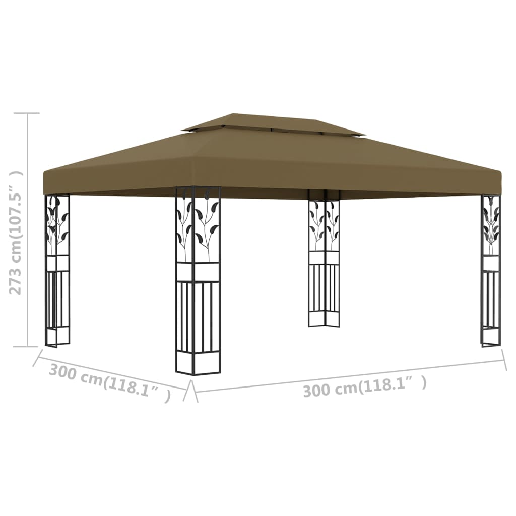 tópszínű dupla tetős pavilon 3 x 4 m 180 g/m²