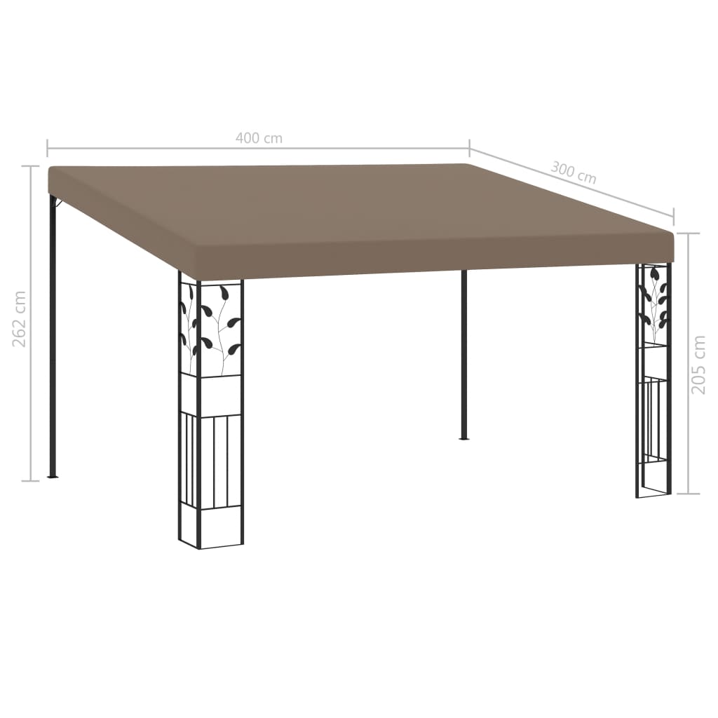 tópszínű falra szerelhető pavilon 4 x 3 x 2,5 m