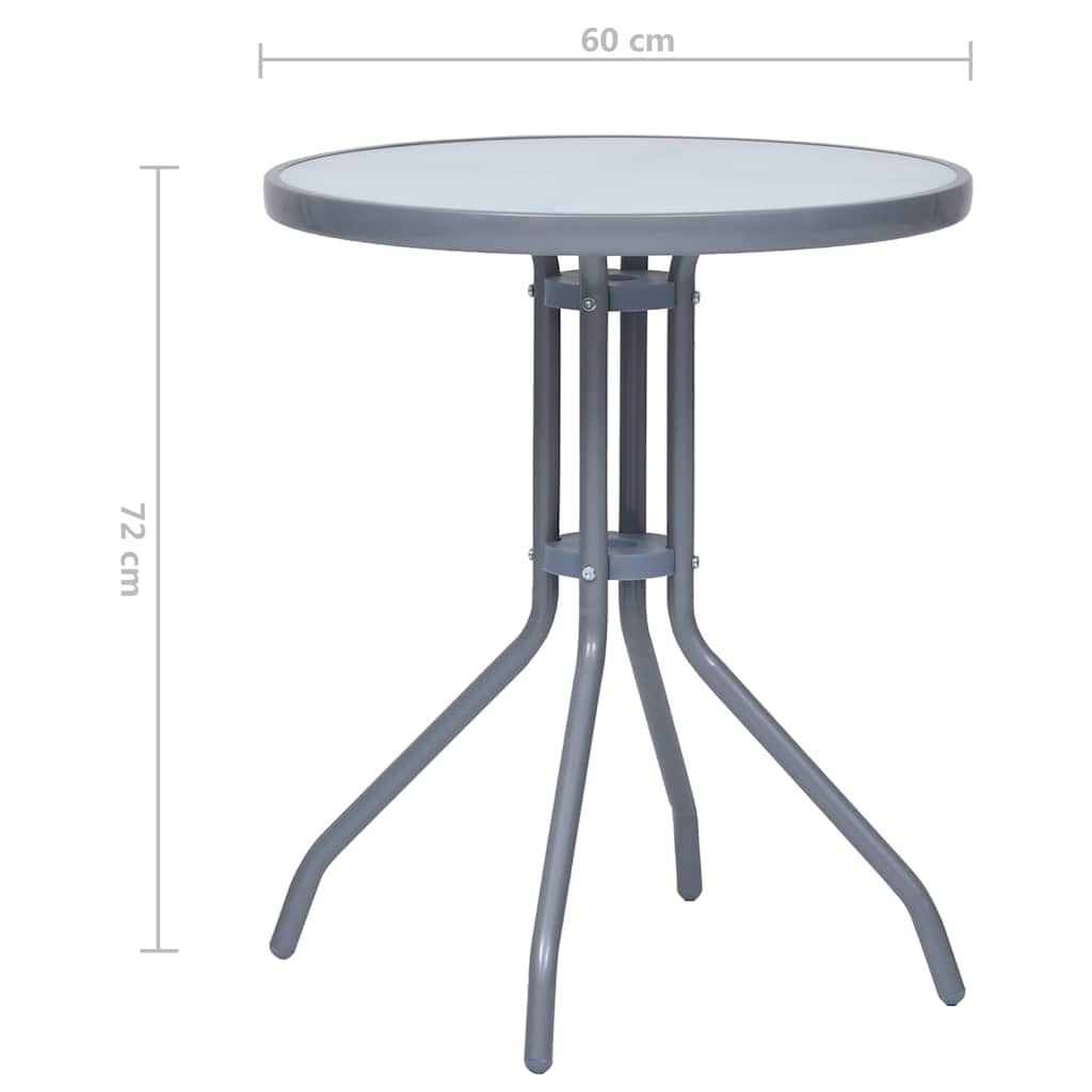 világosszürke acél és üveg kerti asztal 60 cm