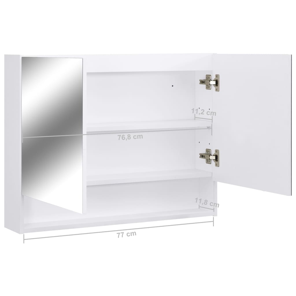 fehér MDF tükrös fürdőszobaszekrény 66 x 17 x 63 cm