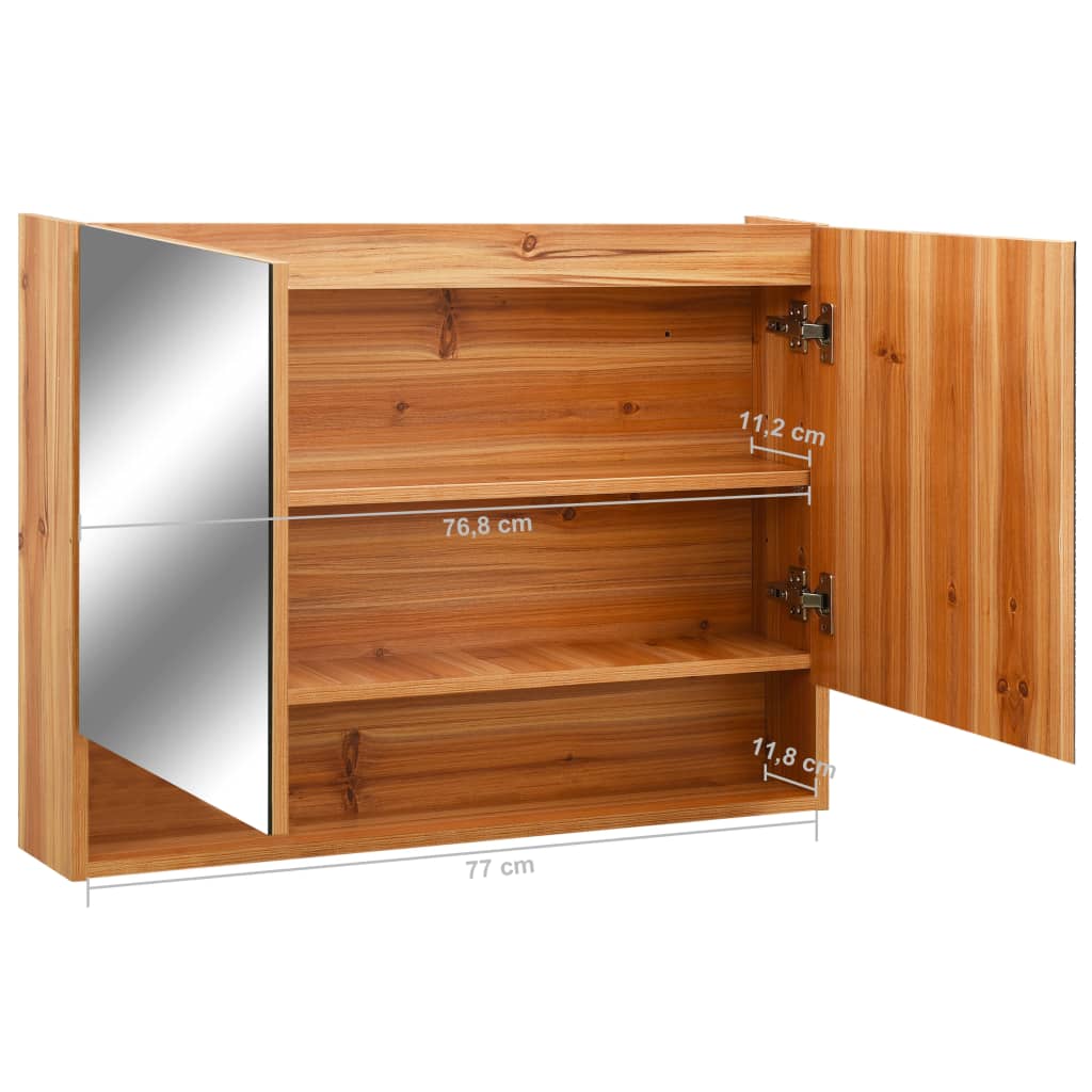tölgyszínű MDF tükrös fürdőszobaszekrény 80 x 15 x 60 cm