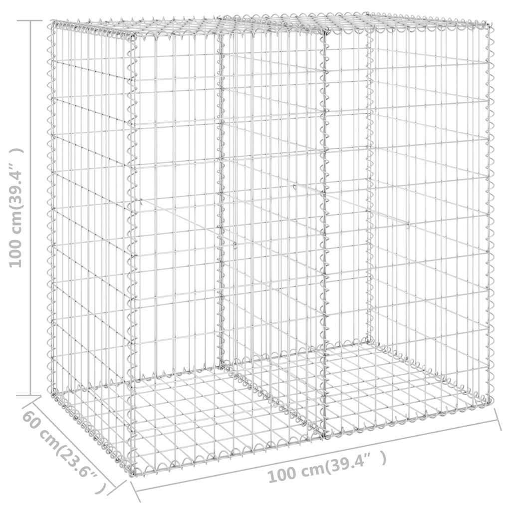 horganyzott acél gabion fal fedéllel 100 x 60 x 100 cm