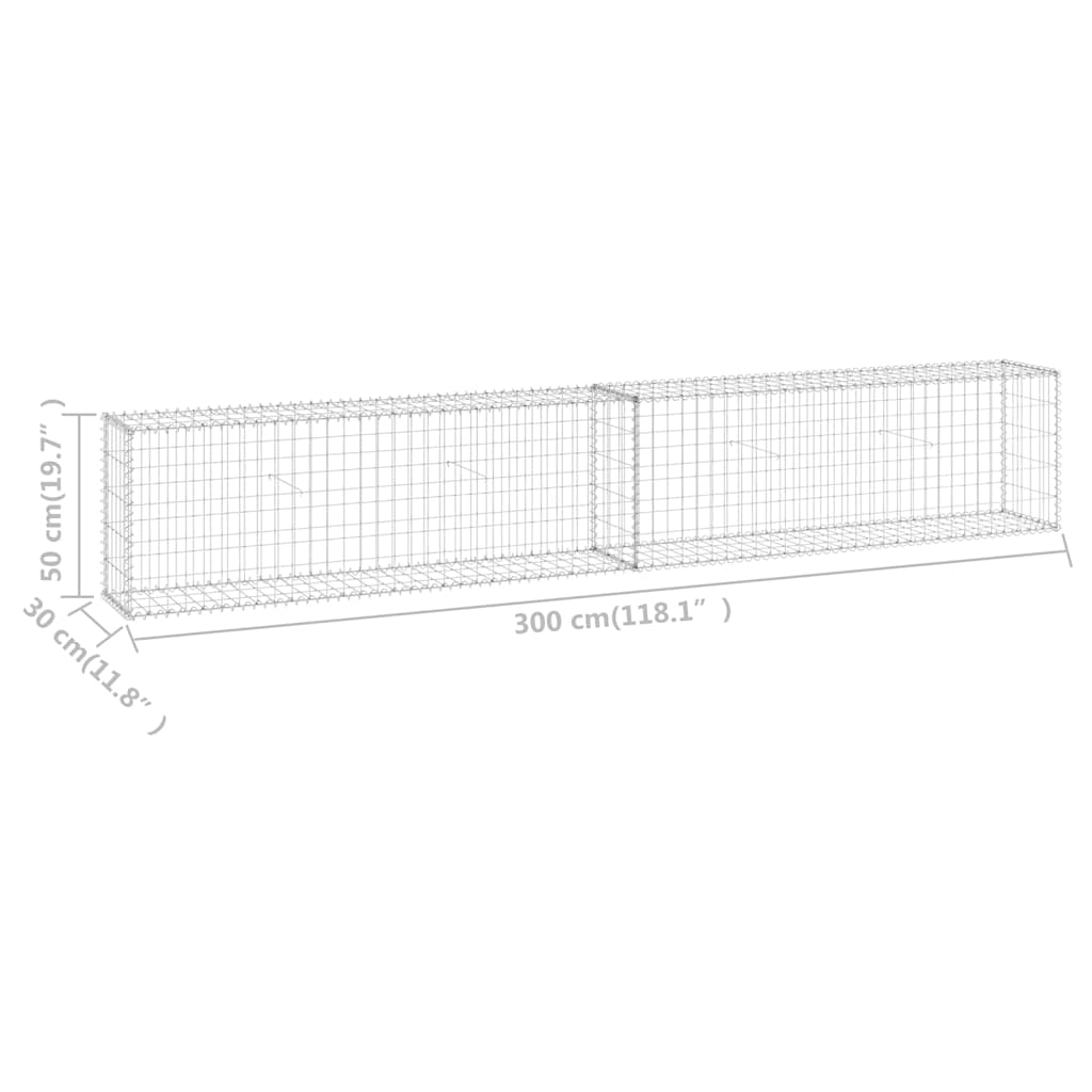 horganyzott acél gabion fal fedéllel 300 x 30 x 50 cm