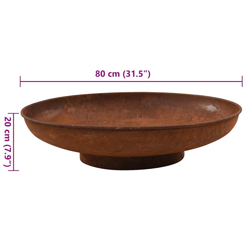 acél tűztál 80 cm