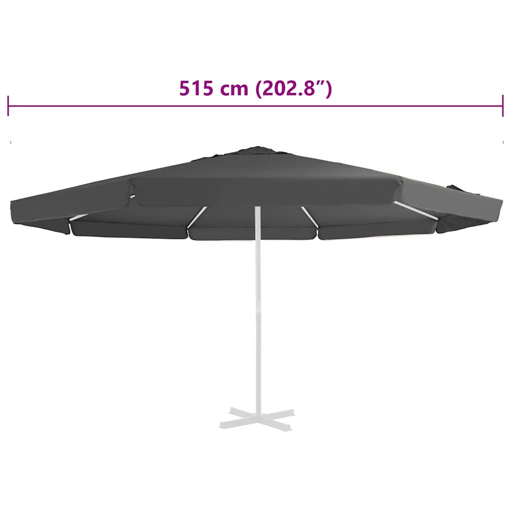 antracitszürke kültéri napernyő csereponyva 515 cm