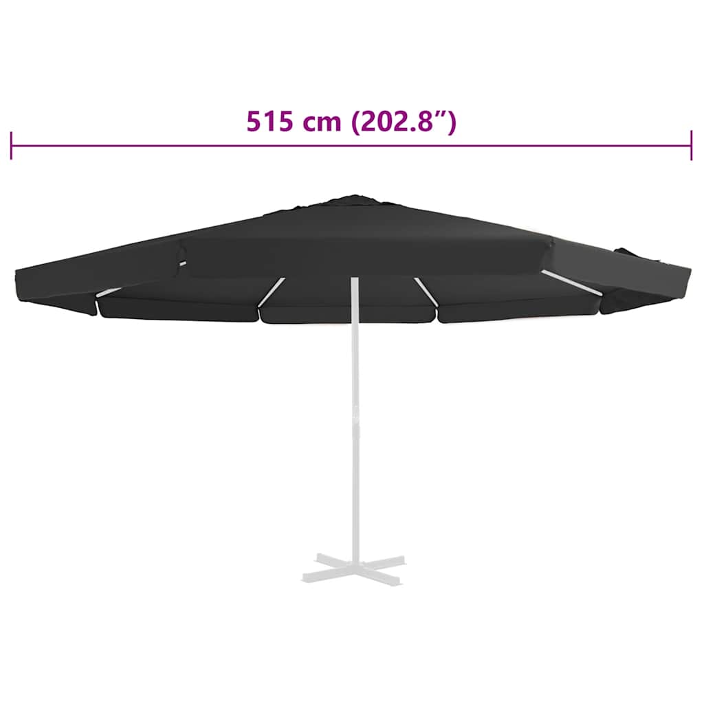 fekete kültéri napernyő csereponyva 515 cm