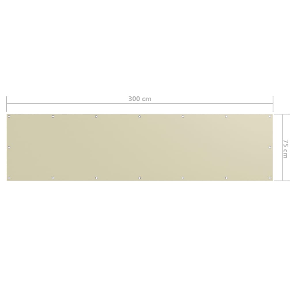 krémszínű oxford-szövet erkélynapellenző 75 x 300 cm