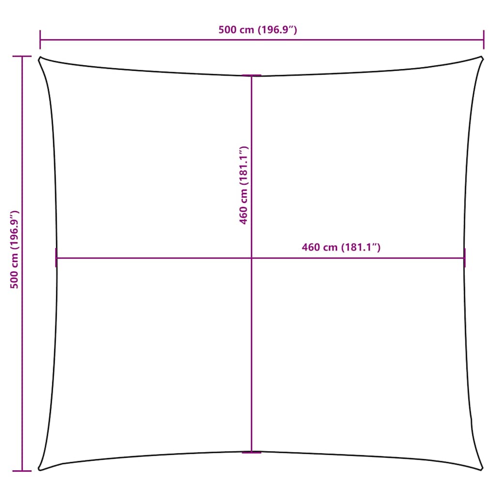 bézs négyzet alakú oxford-szövet napvitorla 5 x 5 m