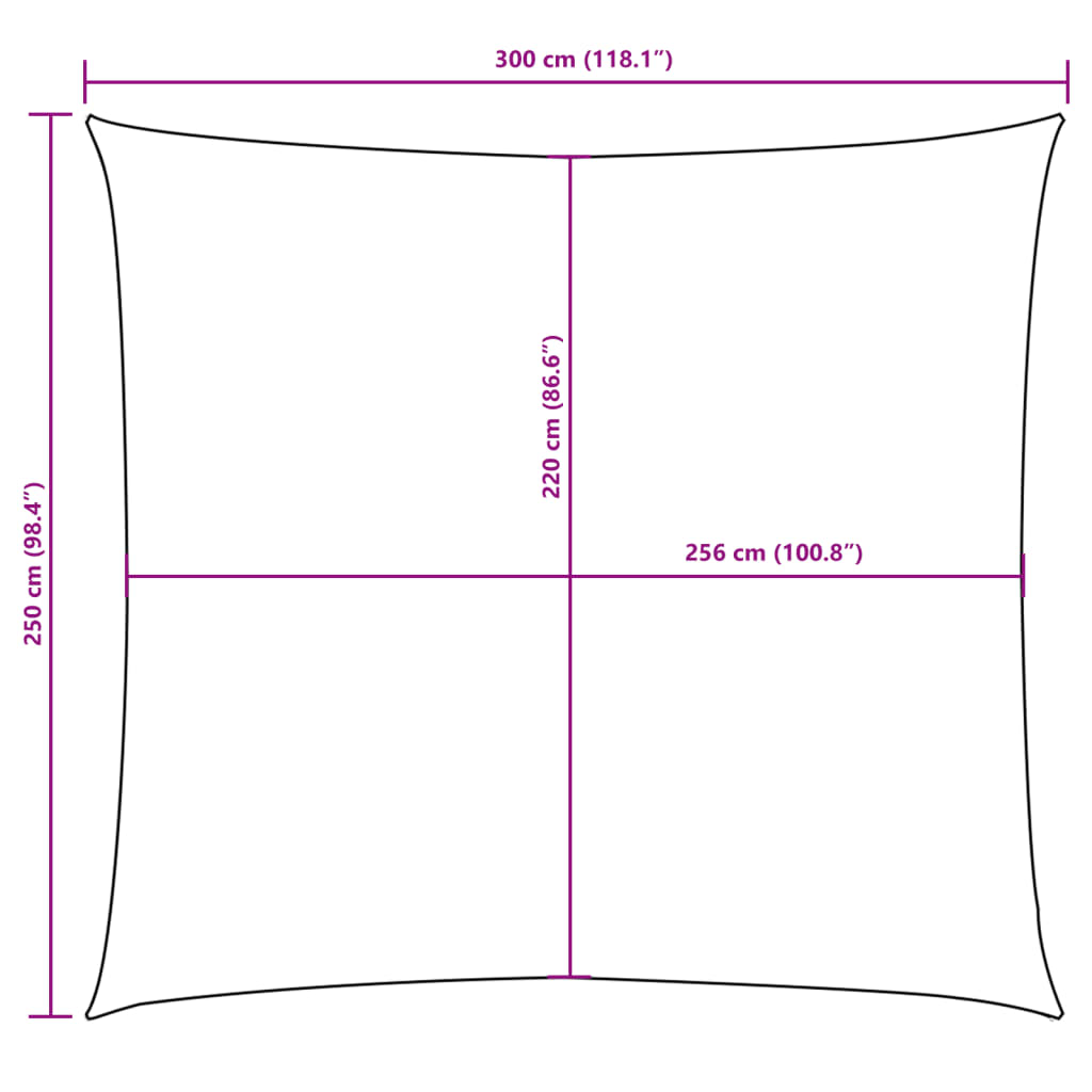 terrakotta téglalap alakú oxford-szövet napvitorla 2,5 x 3 m