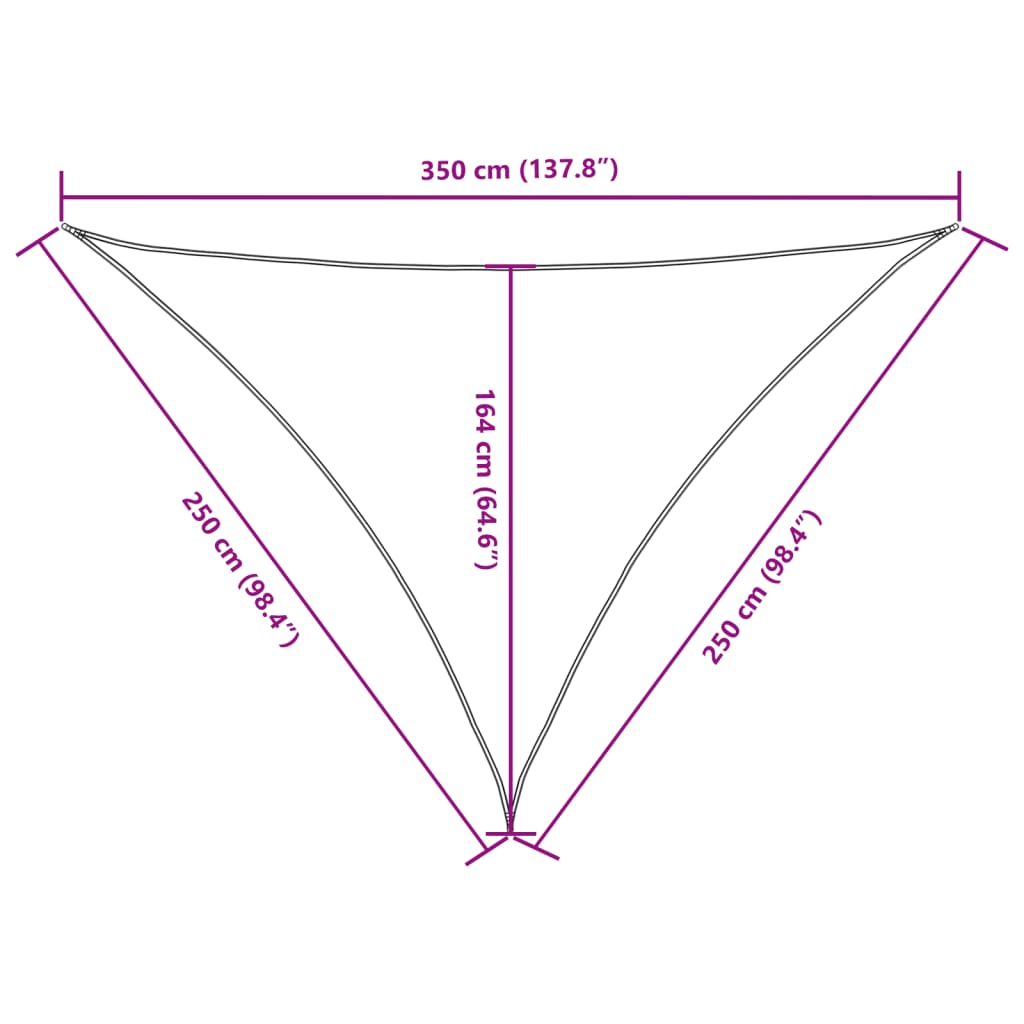 fekete háromszögű oxford-szövet napvitorla 2,5 x 2,5 x 3,5 m