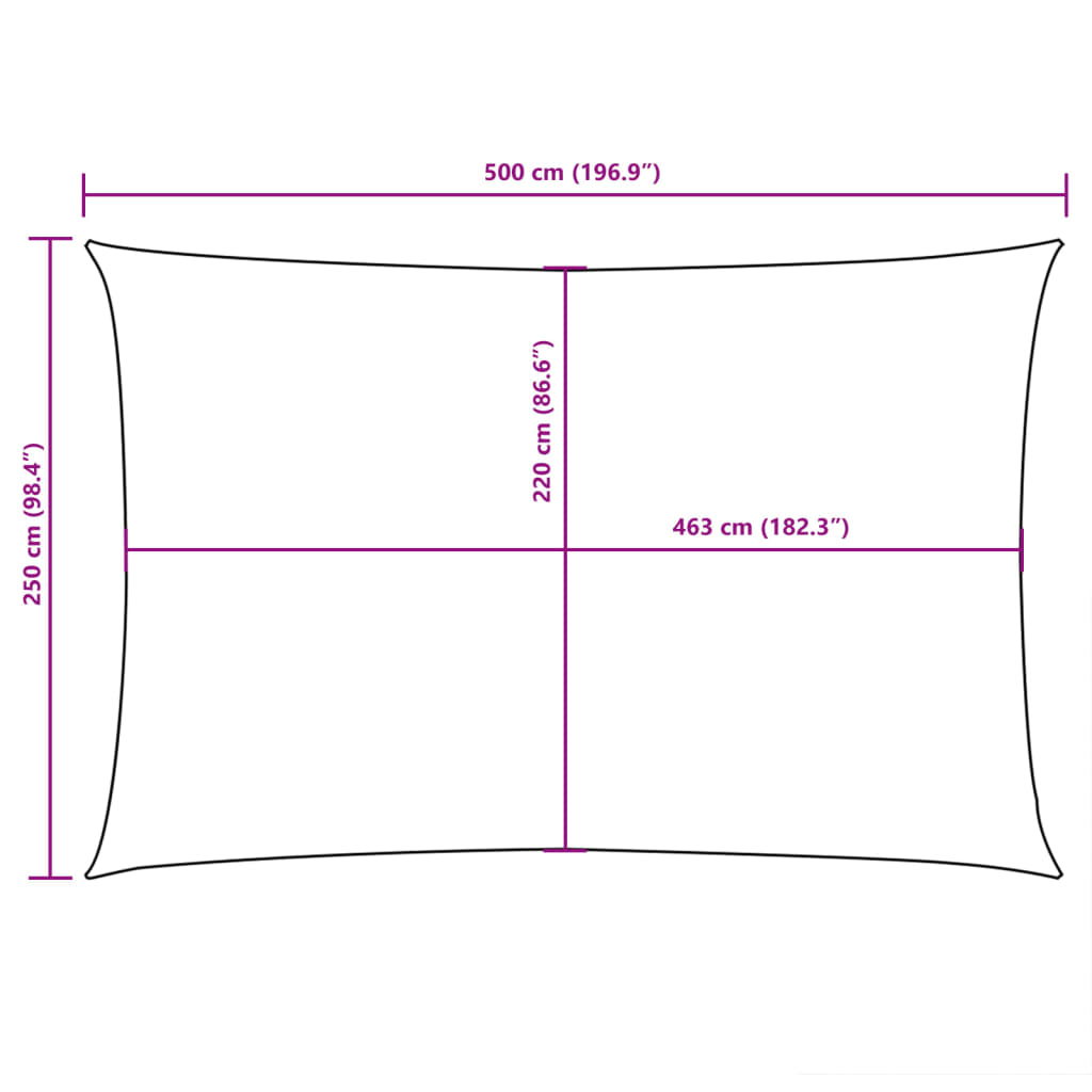 barna téglalap alakú oxford-szövet napvitorla 2,5 x 5 m