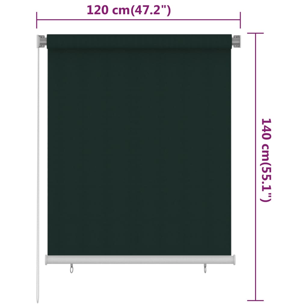 sötétzöld kültéri HDPE roló 120 x 140 cm