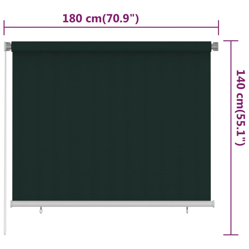 sötétzöld kültéri HDPE roló 180 x 140 cm