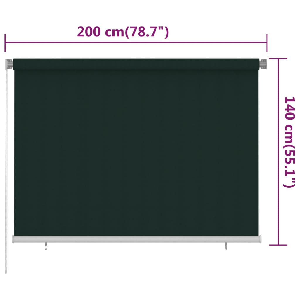 sötétzöld kültéri HDPE roló 200 x 140 cm