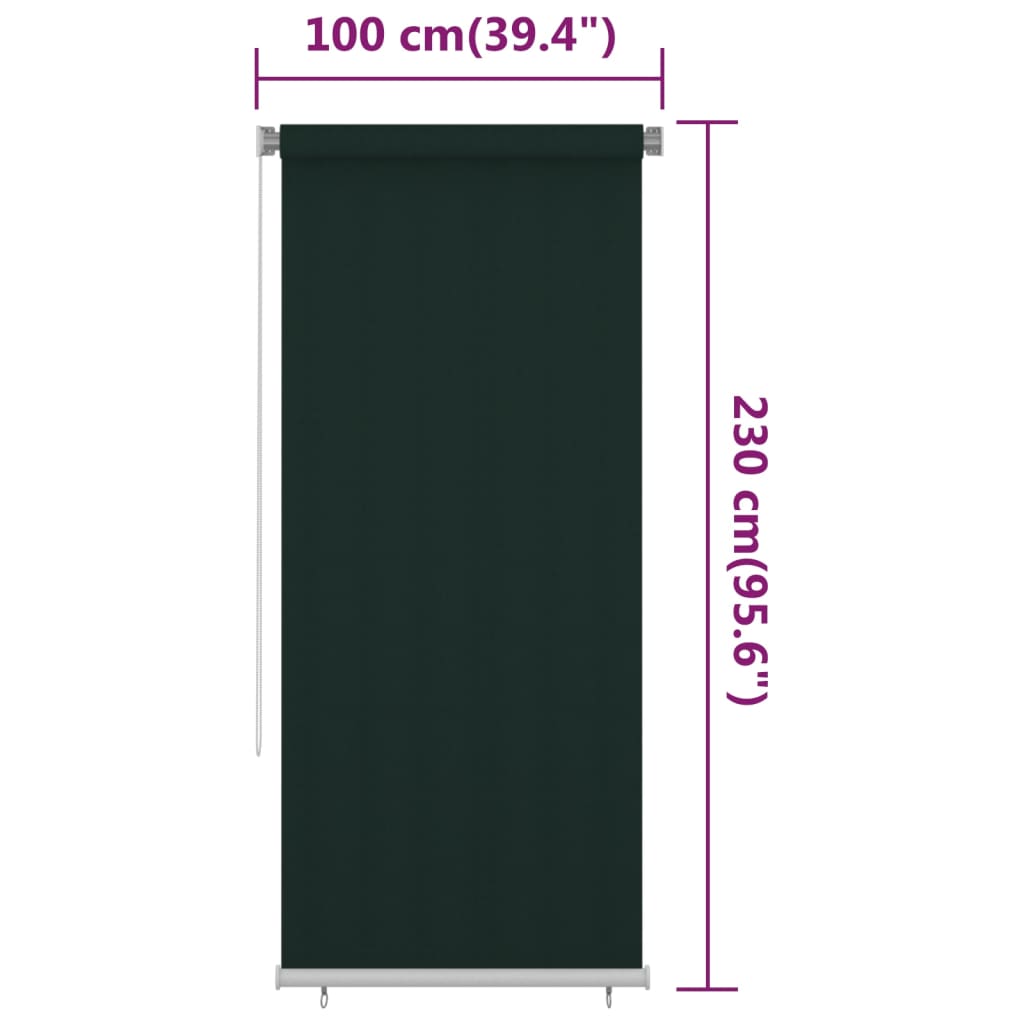 sötétzöld kültéri HDPE roló 100 x 230 cm