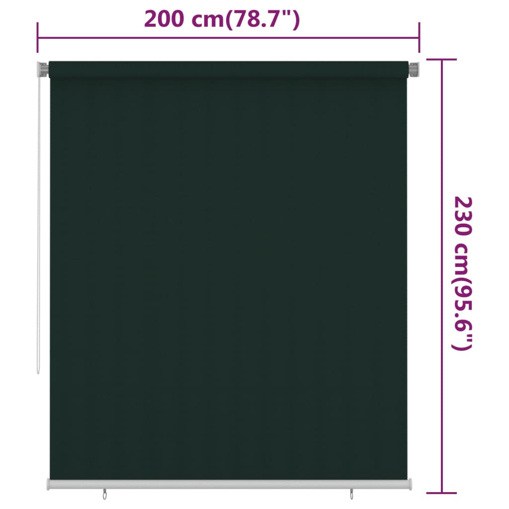 sötétzöld kültéri HDPE roló 200 x 230 cm