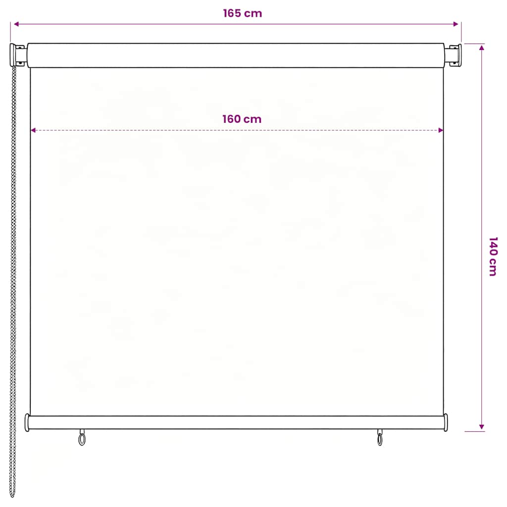 fekete, kültéri sötétítő roló 165(Szé)x140(Ma) cm
