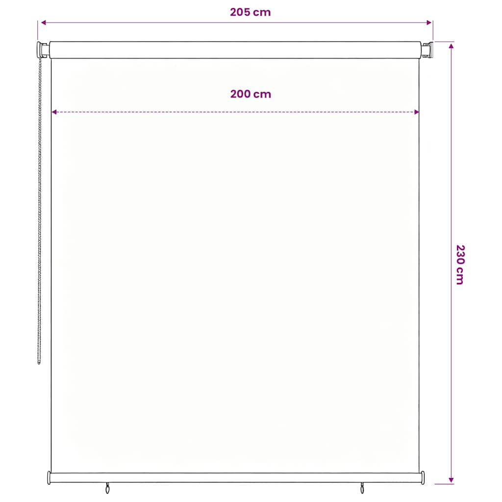 fekete, kültéri sötétítő roló 205(Szé)x230(Ma) cm