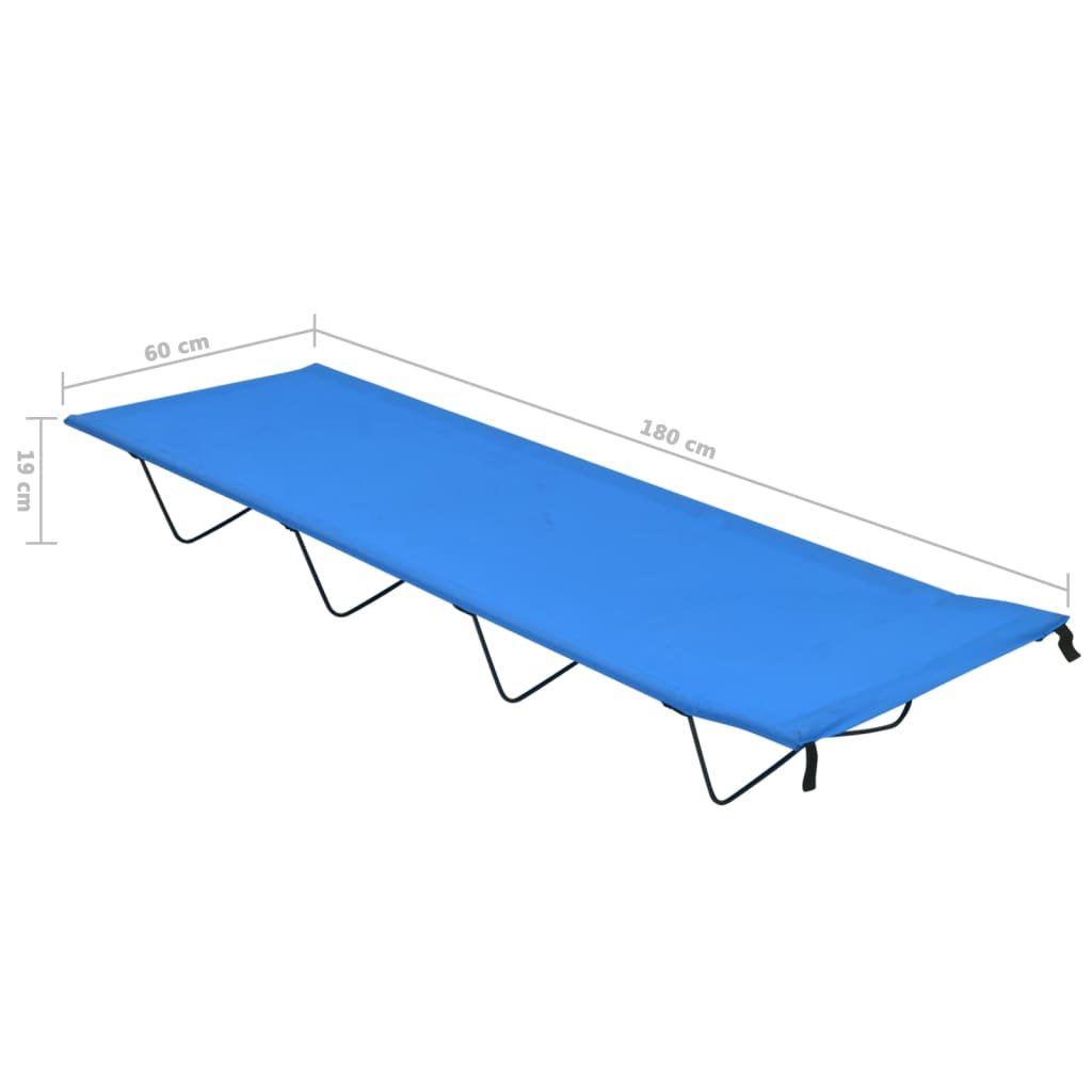 kék oxford szövet és acél kempingágy 180 x 60 x 19 cm