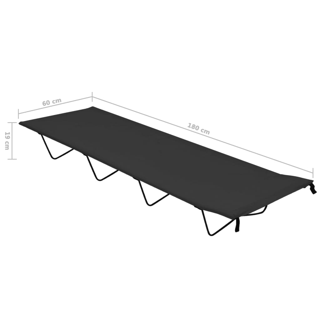 2 db fekete oxford szövet és acél kempingágy 180 x 60 x 19 cm