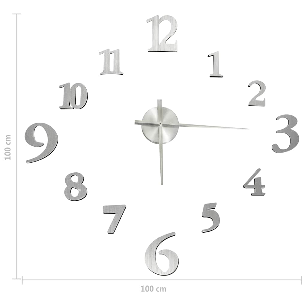 ezüstszínű modern 3D falióra 100 cm XXL