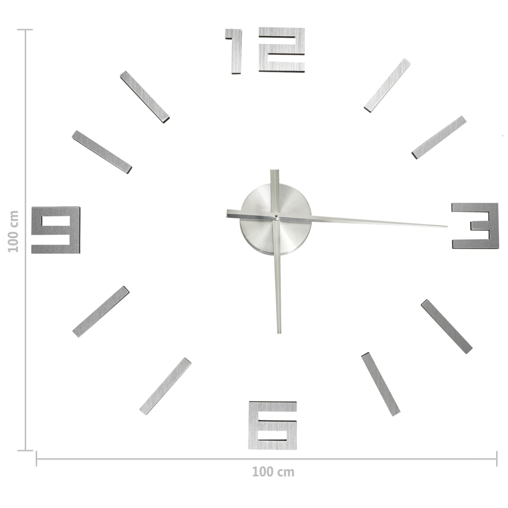 ezüstszínű modern 3D falióra 100 cm XXL