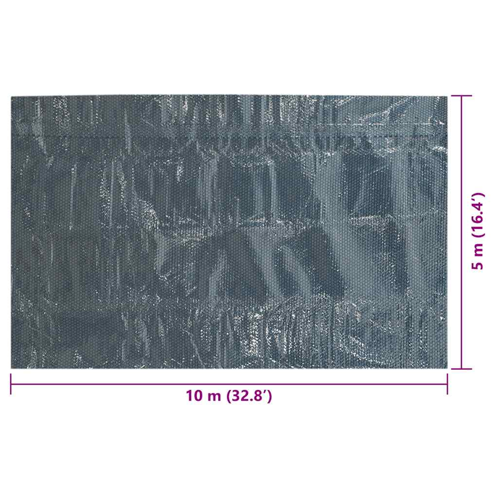 fekete és kék napelemes lebegő PE medencefólia 1000 x 500 cm