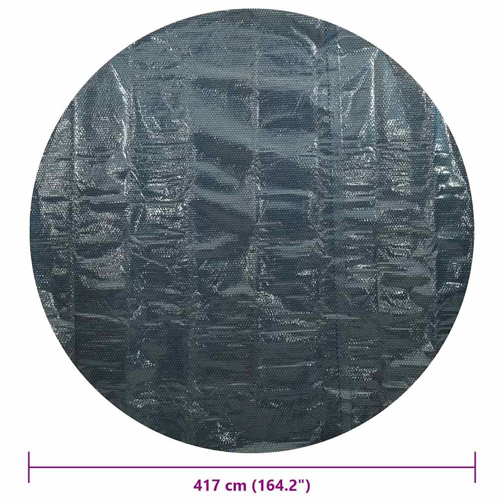 fekete és kék napelemes lebegő PE medencefólia 417 cm