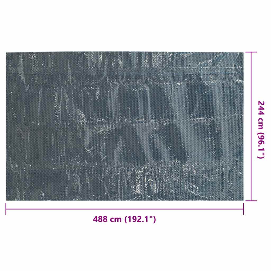 fekete és kék napelemes lebegő PE medencefólia 488 x 244 cm