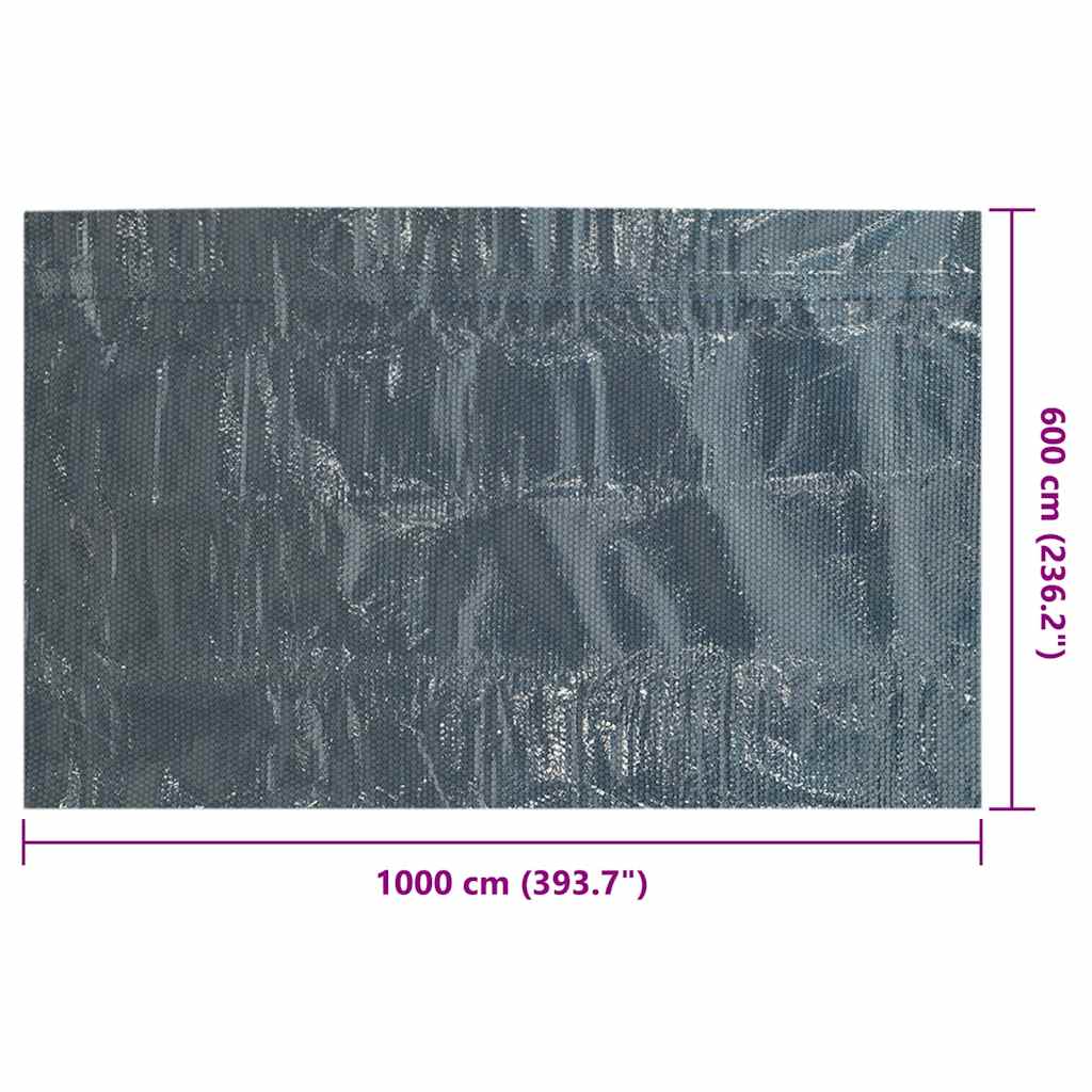 fekete és kék napelemes lebegő PE medencefólia 1000 x 600 cm