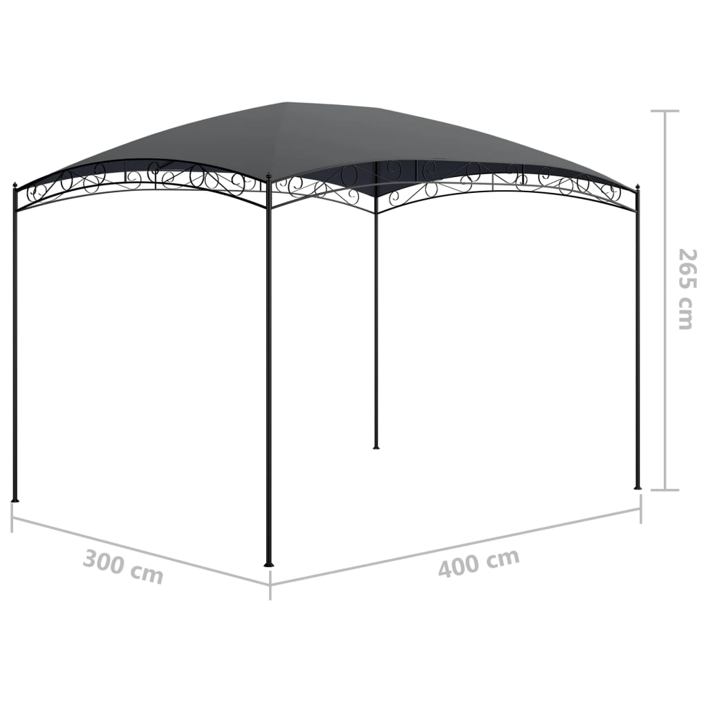 antracitszürke pavilon 3 x 4 x 2,65 m 180 g/m²