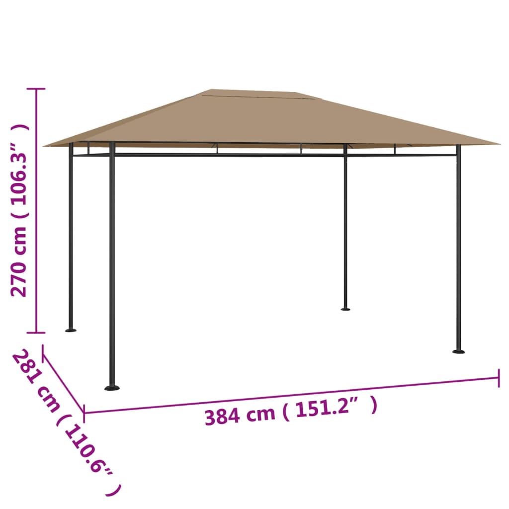 tópszínű pavilon 384x281x270 cm 180 g/m²