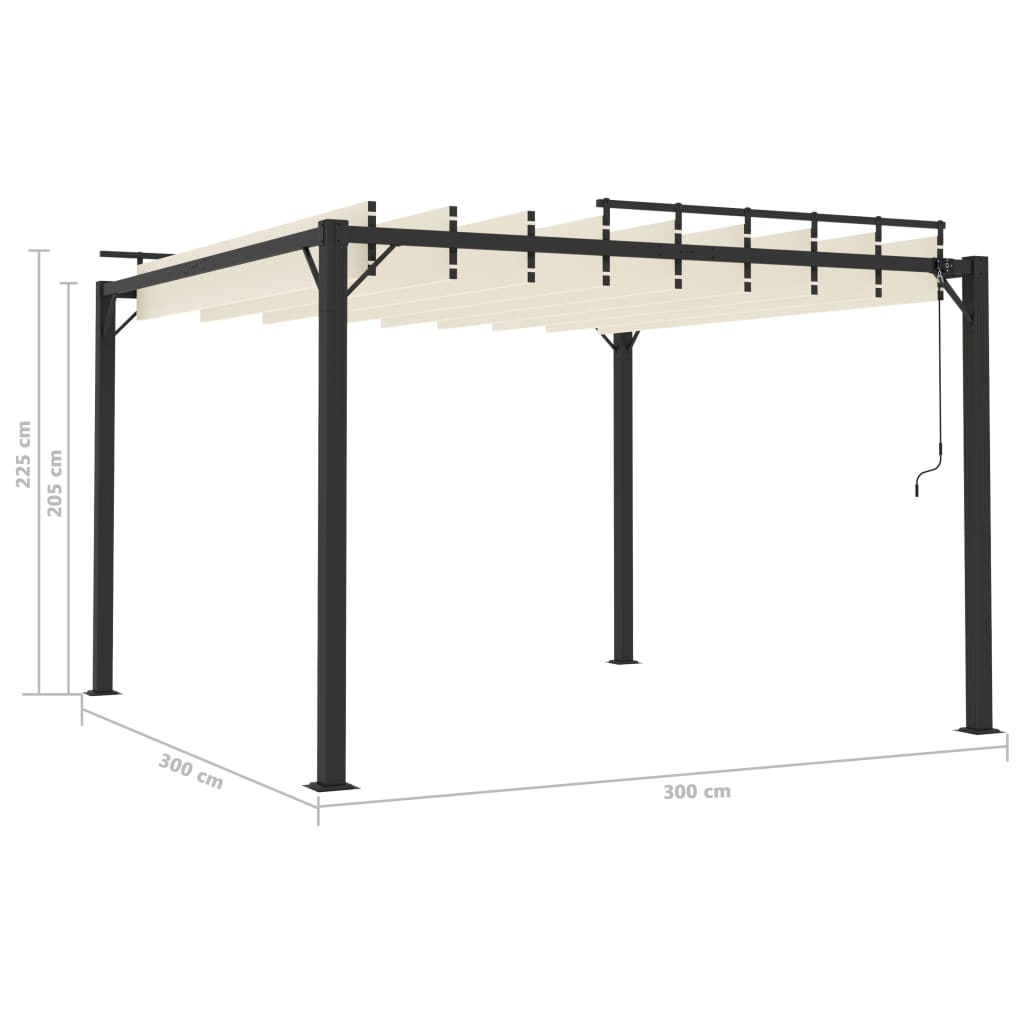 krémszínű szövet és alumínium pavilon lamellás tetővel 3 x 3 m