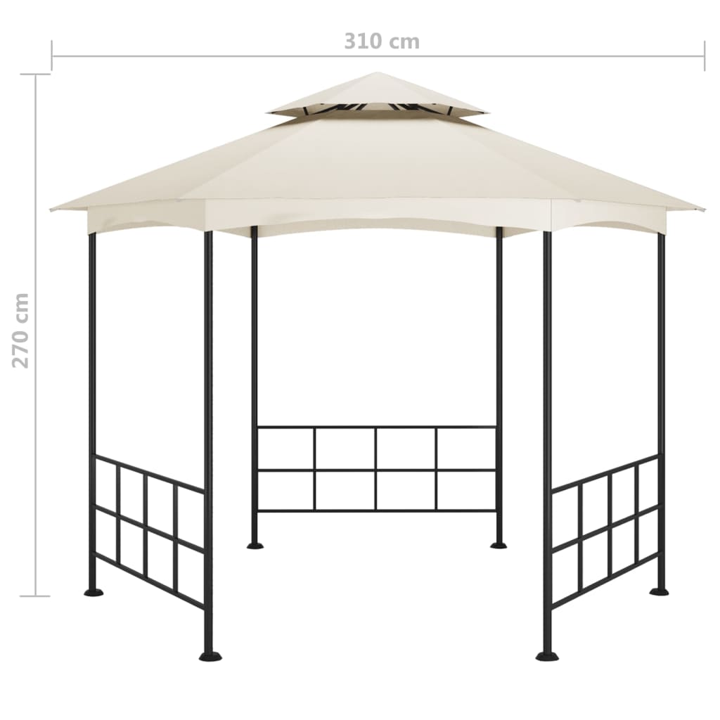 krémszínű pavilon oldalfalakkal 3,1 x 2,7 m