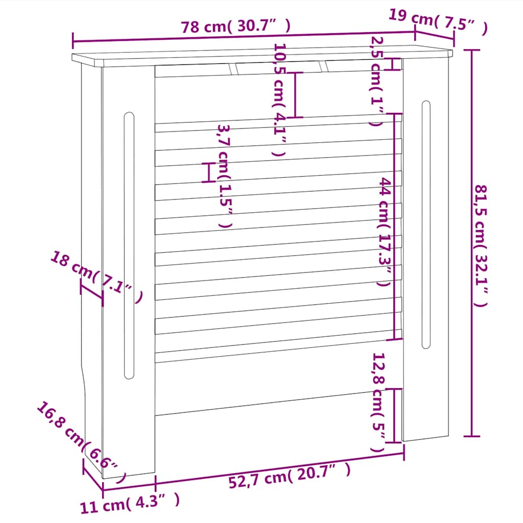 MDF radiátorburkolat 78 cm