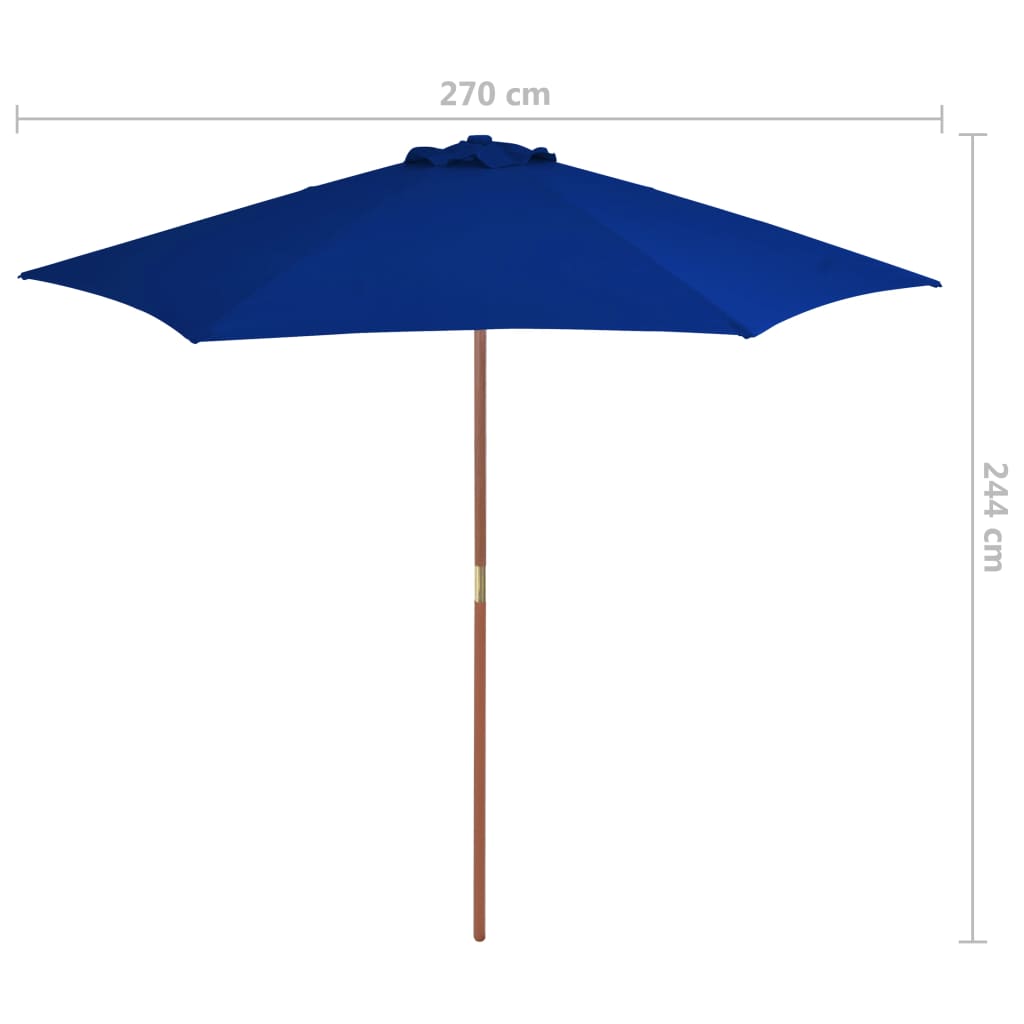kék kültéri napernyő farúddal 270 cm