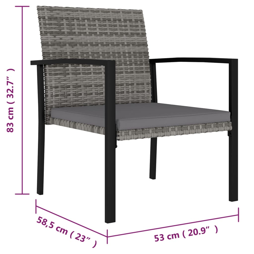 4 db szürke kerti polyrattan étkezőszék