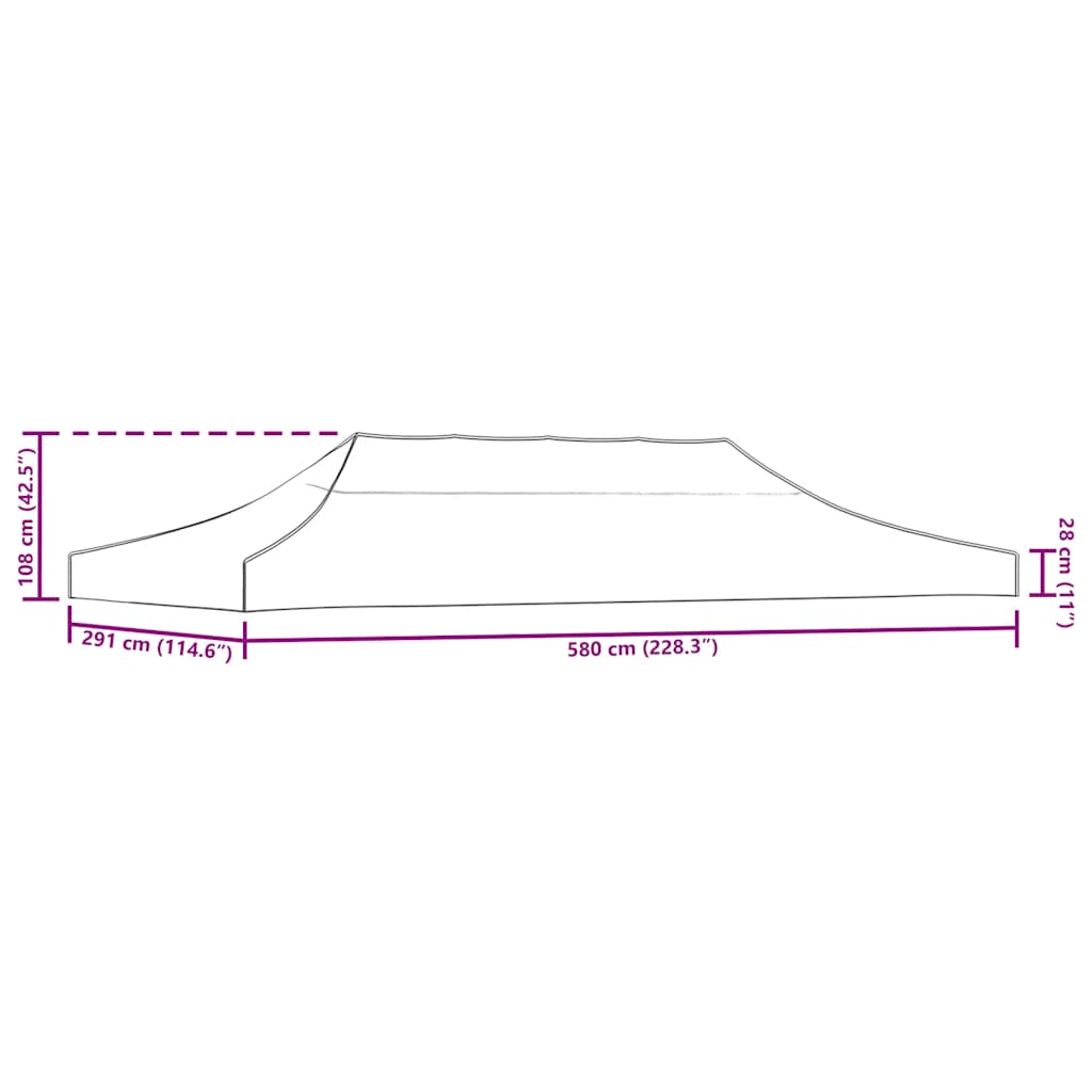tópszínű tető partisátorhoz 6 x 3 m 270 g/m²