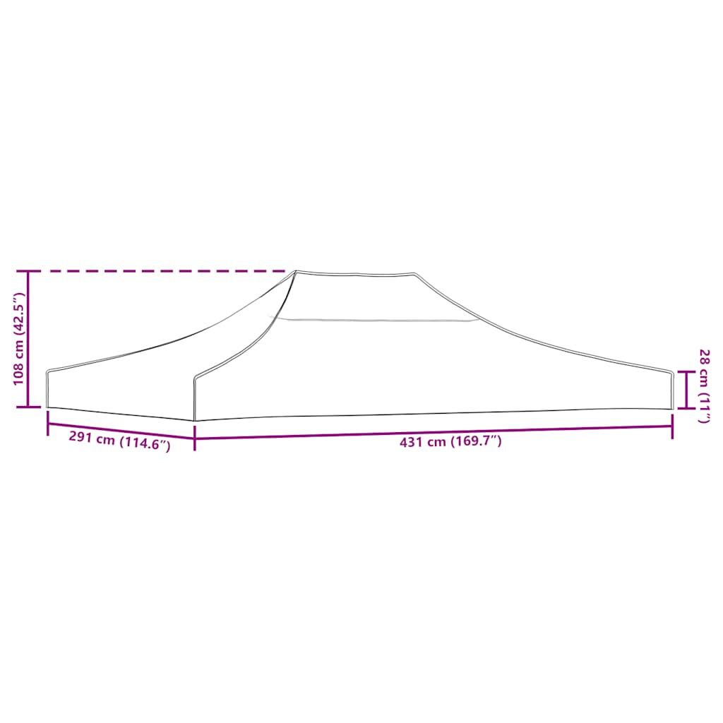krémszínű tető partisátorhoz 4,5 x 3 m 270 g/m²