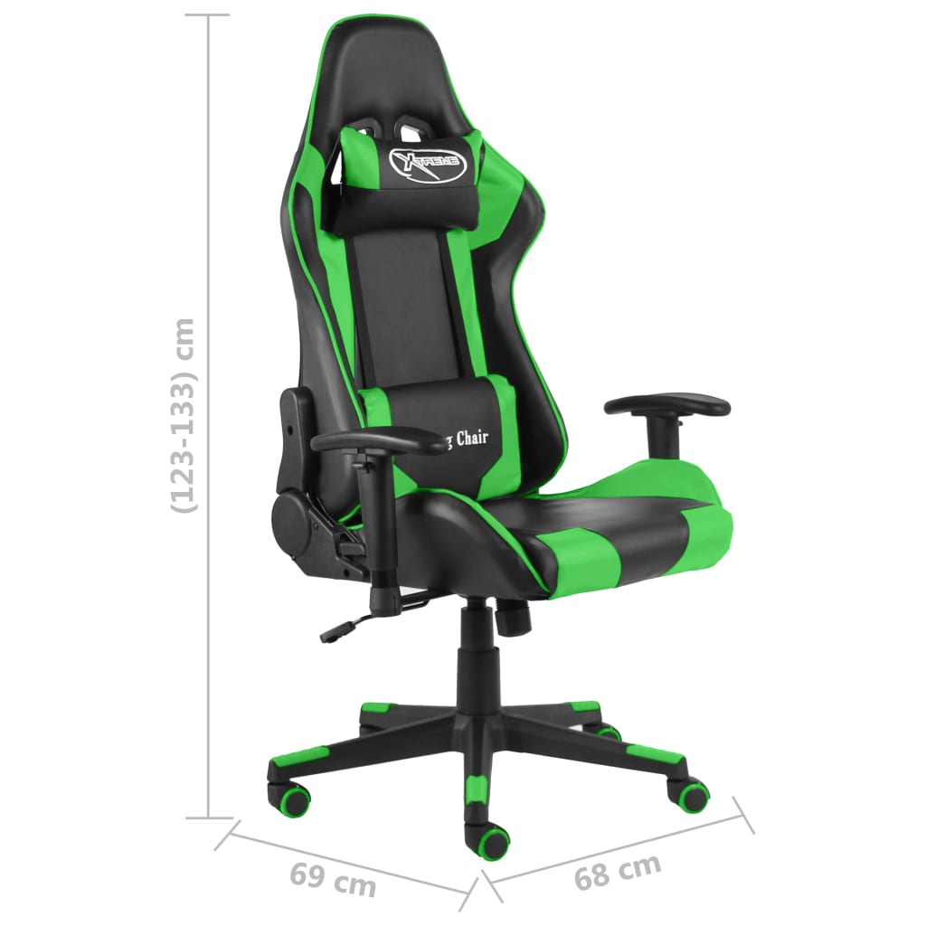 zöld PVC forgó gamer szék