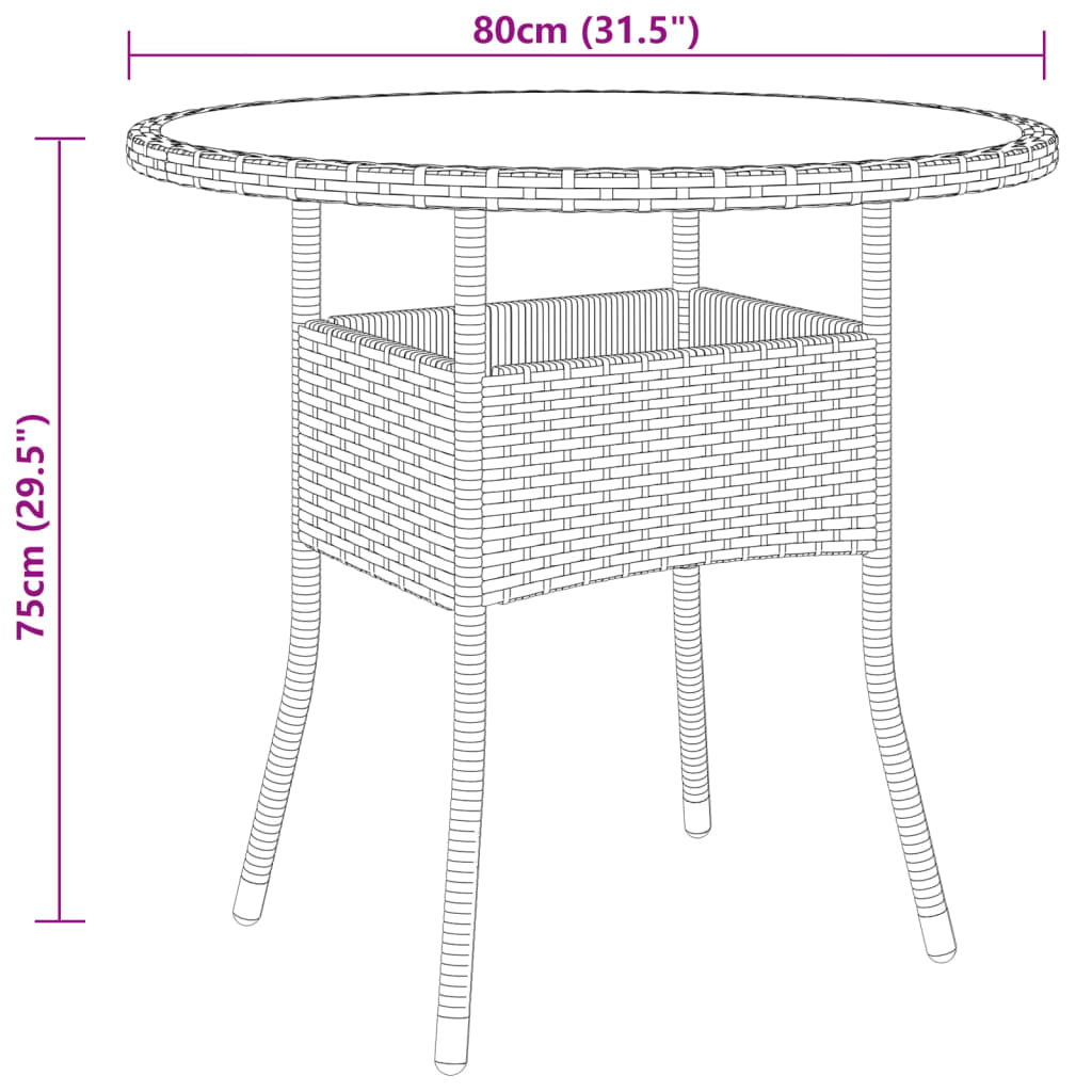 5 részes fekete polyrattan kerti étkezőgarnitúra